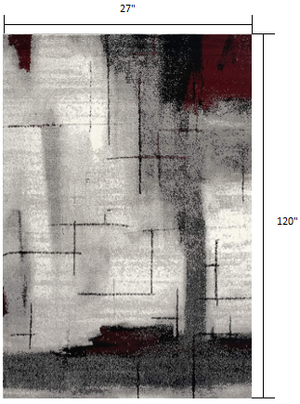 Homeroots 10' Gray Abstract Power Loom Runner Rug  Polypropylene 393938