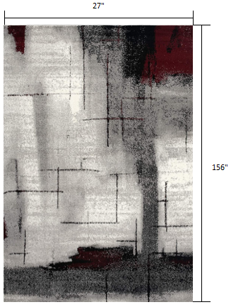 Homeroots 13' Gray And Ivory Abstract Shag Power Loom Runner Rug  Olefin 393940