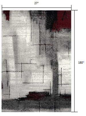 Homeroots 15' Gray Abstract Dhurrie Runner Rug  Polypropylene 393941