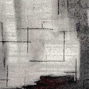 HomeRoots 10' Modern Abstract Runner Rug in Black, Burgundy & Gray – Durable, Stain-Resistant & Stylish Design 2' x 20' 393942