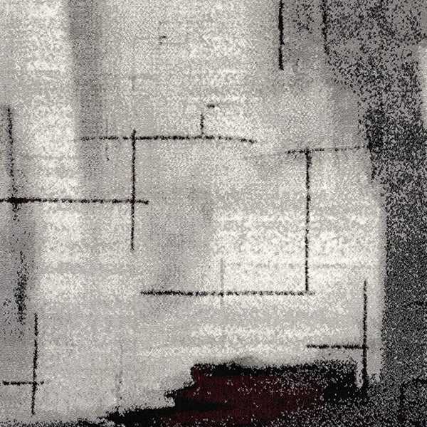 HomeRoots 10' Modern Abstract Runner Rug in Black, Burgundy & Gray – Durable, Stain-Resistant & Stylish Design 2' x 20' 393942