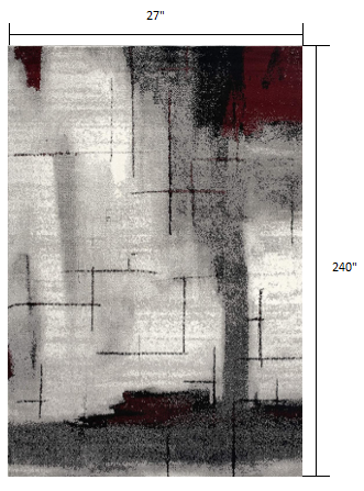 Homeroots 20' Gray Abstract Dhurrie Runner Rug  Polypropylene 393942