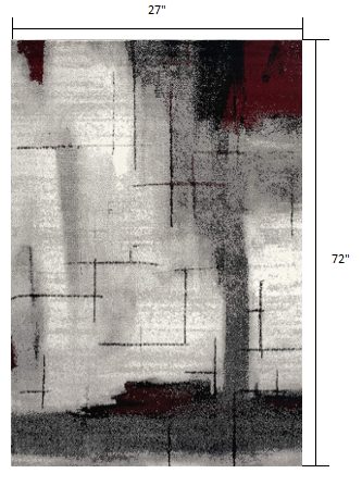 Homeroots 2' X 6' Gray And Burgundy Abstract Area Rug  Olefin 393945