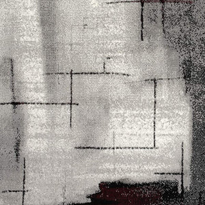 Homeroots 3' X 5' Gray And Burgundy Abstract Area Rug  Olefin 393947