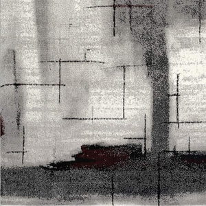 HomeRoots 10' Modern Abstract Runner Rug in Black, Burgundy & Gray – Durable, Stain-Resistant & Stylish Design 4' x 6' 393948