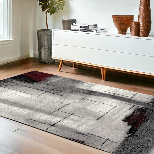 Homeroots 4' X 6' Gray Abstract Power Loom Area Rug  Polypropylene 393948