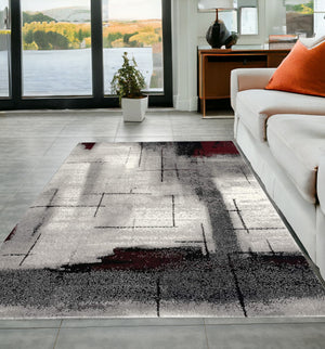 Homeroots 5' X 7' Gray Abstract Dhurrie Area Rug  Polypropylene 393949