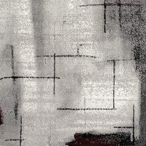 HomeRoots 10' Modern Abstract Runner Rug in Black, Burgundy & Gray – Durable, Stain-Resistant & Stylish Design 8' x 11' 393951