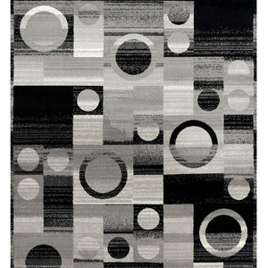 Homeroots 10' Black Gray And White Geometric Power Loom Distressed Runner Rug  Polypropylene 393952