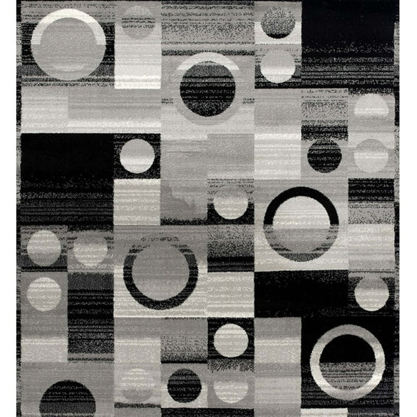 Homeroots 10' Black Gray And White Geometric Power Loom Distressed Runner Rug  Polypropylene 393952