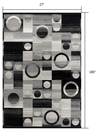 Homeroots 15' Gray Abstract Power Loom Runner Rug  Polypropylene 393955