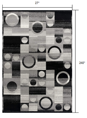 Homeroots 20' Gray Abstract Dhurrie Runner Rug  Polypropylene 393956