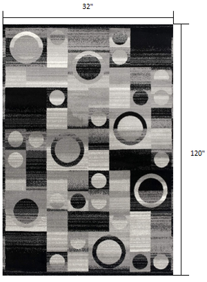 Homeroots 10' Gray Abstract Power Loom Runner Rug  Polypropylene 393961