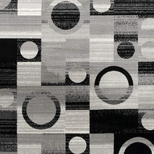 HomeRoots 10' Stylish Black Gray White Geometric Runner Rug - Durable Power Loom Design for High-Traffic Areas 3' x 15' 393964