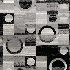 HomeRoots 10' Stylish Black Gray White Geometric Runner Rug - Durable Power Loom Design for High-Traffic Areas 3' x 15' 393964