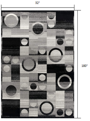 Homeroots 15' Gray Abstract Dhurrie Runner Rug  Polypropylene 393964