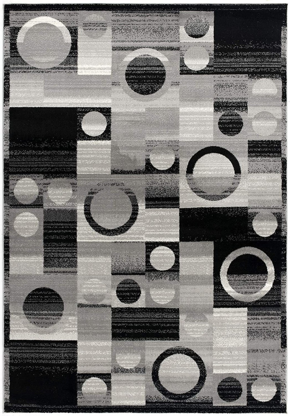 HomeRoots 10' Stylish Black Gray White Geometric Runner Rug - Durable Power Loom Design for High-Traffic Areas 3' x 20' 393965