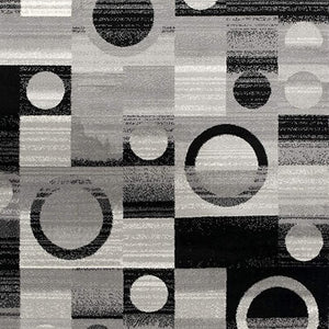 HomeRoots 10' Stylish Black Gray White Geometric Runner Rug - Durable Power Loom Design for High-Traffic Areas 3' x 20' 393965
