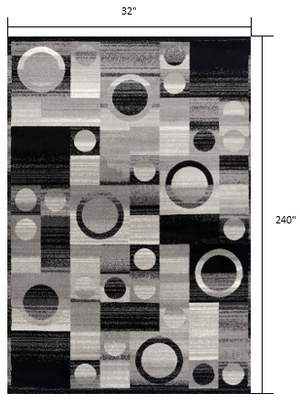 Homeroots 20' Gray Abstract Dhurrie Runner Rug  Polypropylene 393965