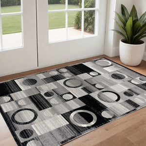Homeroots 3' X 5' Gray Abstract Power Loom Area Rug  Polypropylene 393966