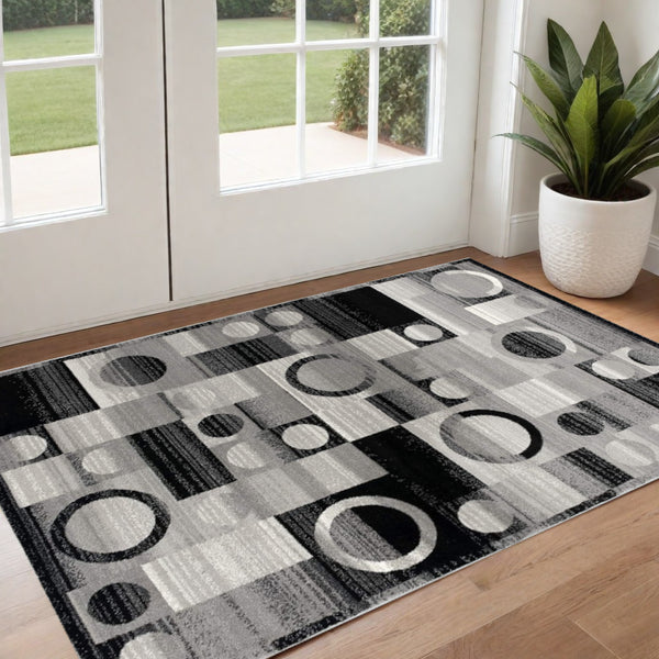 Homeroots 3' X 5' Gray Abstract Power Loom Area Rug  Polypropylene 393966