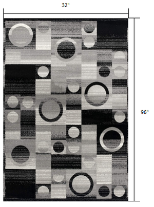 Homeroots 8' Gray Abstract Power Loom Runner Rug  Polypropylene 393968