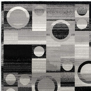 HomeRoots 10' Stylish Black Gray White Geometric Runner Rug - Durable Power Loom Design for High-Traffic Areas 4' X 6' 393969