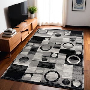 Homeroots 5' X 7' Gray Abstract Dhurrie Area Rug  Polypropylene 393970