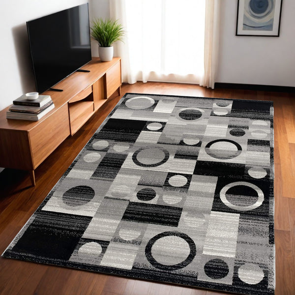 Homeroots 5' X 7' Gray Abstract Dhurrie Area Rug  Polypropylene 393970