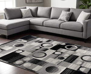 Homeroots 6' X 9' Gray Abstract Dhurrie Area Rug  Polypropylene 393971