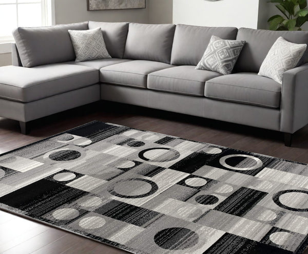Homeroots 6' X 9' Gray Abstract Dhurrie Area Rug  Polypropylene 393971