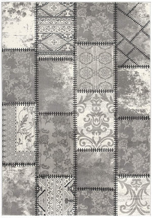 Homeroots 10' Grey Patchwork Power Loom Runner Rug  Olefin 393973