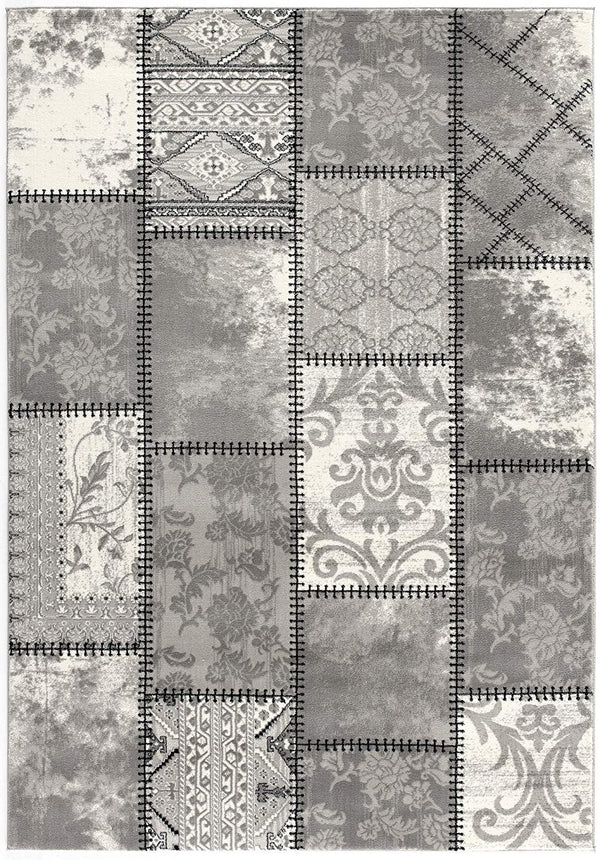 Homeroots 10' Grey Patchwork Power Loom Runner Rug  Olefin 393973