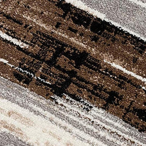 HomeRoots 10' Modern Abstract Runner Rug in Beige, Brown & Gray - Soft, Stylish, and Durable for Hallways 2' x 10' 393974
