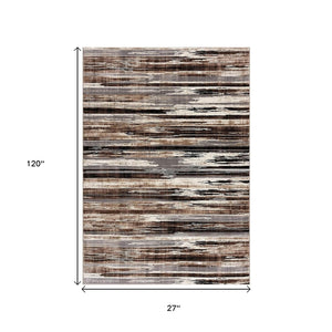 HomeRoots 10' Modern Abstract Runner Rug in Beige, Brown & Gray - Soft, Stylish, and Durable for Hallways 2' x 10' 393974