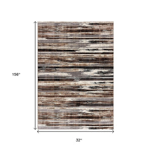 HomeRoots 10' Modern Abstract Runner Rug in Beige, Brown & Gray - Soft, Stylish, and Durable for Hallways 3' x 13' 393985