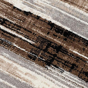 HomeRoots 10' Modern Abstract Runner Rug in Beige, Brown & Gray - Soft, Stylish, and Durable for Hallways 3' x 15' 393986