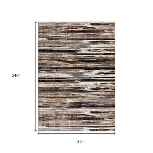 HomeRoots 10' Modern Abstract Runner Rug in Beige, Brown & Gray - Soft, Stylish, and Durable for Hallways 3' x 20' 393987