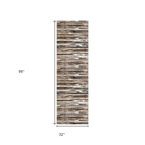 HomeRoots 10' Modern Abstract Runner Rug in Beige, Brown & Gray - Soft, Stylish, and Durable for Hallways 3' x 8' 393991