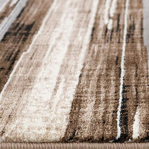 HomeRoots 10' Modern Abstract Runner Rug in Beige, Brown & Gray - Soft, Stylish, and Durable for Hallways 3' x 8' 393991