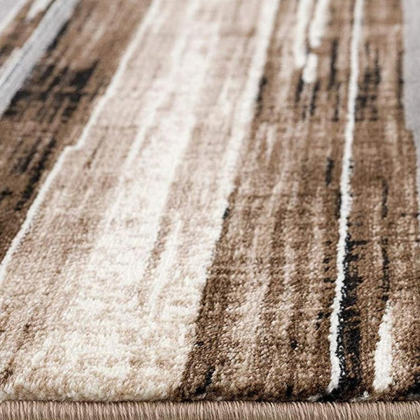 HomeRoots 10' Modern Abstract Runner Rug in Beige, Brown & Gray - Soft, Stylish, and Durable for Hallways 3' x 8' 393991