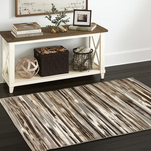 HomeRoots 10' Modern Abstract Runner Rug in Beige, Brown & Gray - Soft, Stylish, and Durable for Hallways 4' X 6' 393992