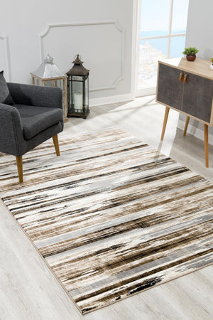 HomeRoots 10' Modern Abstract Runner Rug in Beige, Brown & Gray - Soft, Stylish, and Durable for Hallways 5' X 7' 393993