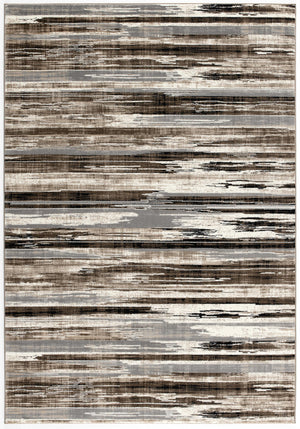 Homeroots 5' X 7' Beige Striped Dhurrie Area Rug  Polypropylene 393993