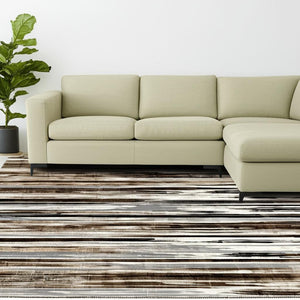 HomeRoots 10' Modern Abstract Runner Rug in Beige, Brown & Gray - Soft, Stylish, and Durable for Hallways 8' X 10' 393995