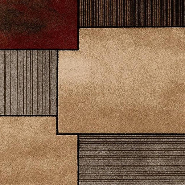 HomeRoots 10' Abstract Shag Runner Rug in Beige and Brown - Modern Stylish Design for Hallways and Entryways 2' x 10' 393996