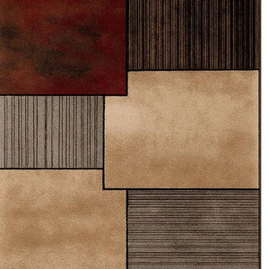 HomeRoots 10' Abstract Shag Runner Rug in Beige and Brown - Modern Stylish Design for Hallways and Entryways 2' x 10' 393996