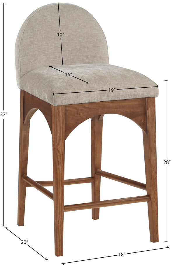 Waldorf Beige Chenille Fabric Stool 393Beige-C Meridian Furniture