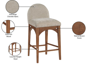 Waldorf Beige Chenille Fabric Stool 393Beige-C Meridian Furniture