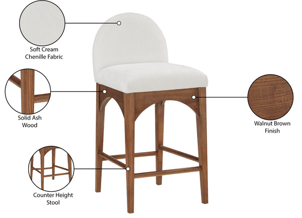 Waldorf Cream Chenille Fabric Stool 393Cream-C Meridian Furniture